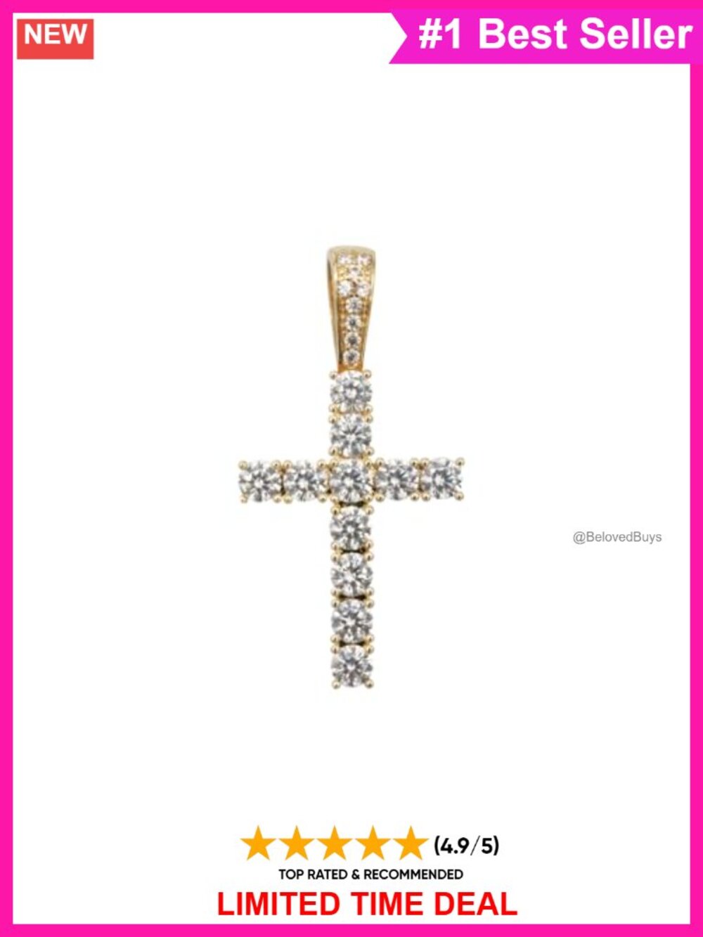 Gold-Plated Cross Pendant Necklace for Men Women Minimalist